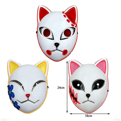 Halloween Demon Slayer อะนิเมะญี่ปุ่น LED Face Mask Light Up สำหรับ Cosplay