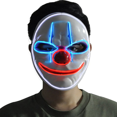 ตัวตลกน่ากลัวฮาโลวีนหน้ากาก LED ปรับ 3 โหมดกระพริบ