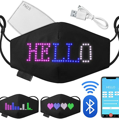 Unisex LED Light Up มาสก์หน้าแบบตั้งโปรแกรมได้ข้อความเลื่อนข้อความ