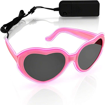 Heart Shape Luminous LED แว่นตา Neon EL ลวด Light Glowing Pink Girls Women