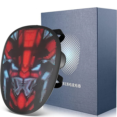 Shining App Halloween Led Mask Face พร้อมอัปโหลดและเล่นวิดีโอสำหรับปาร์ตี้โฆษณา