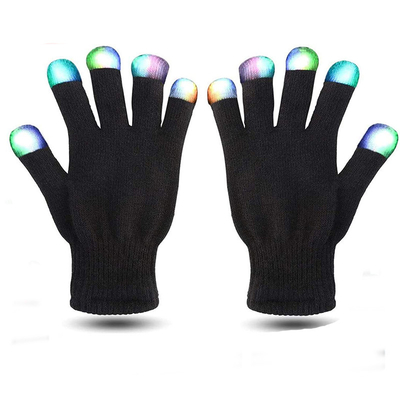 ปลายนิ้วสีเข้มเรืองแสงถุงมือไฟ LED สำหรับปาร์ตี้คริสต์มาส Rave