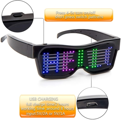 แว่นตา LED แบบตั้งโปรแกรมได้แบบชาร์จ USB ข้อความ Graffiti แอนิเมชั่นเพลง Rhythm Modes