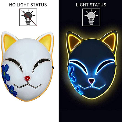 Halloween Demon Slayer อะนิเมะญี่ปุ่น LED Face Mask Light Up สำหรับ Cosplay