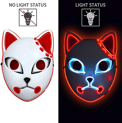 Halloween Demon Slayer อะนิเมะญี่ปุ่น LED Face Mask Light Up สำหรับ Cosplay
