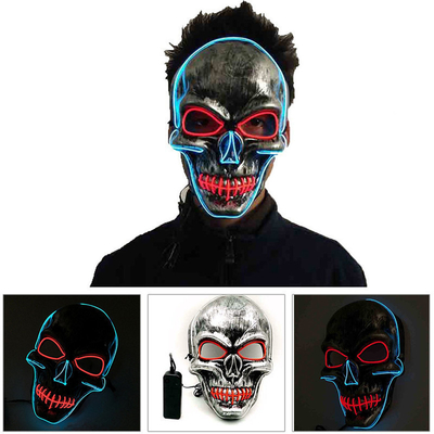 Skull Scary Light Up หน้ากากฮาโลวีน LED ปรับได้สำหรับผู้ใหญ่