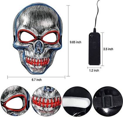 Skull Scary Light Up หน้ากากฮาโลวีน LED ปรับได้สำหรับผู้ใหญ่