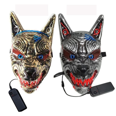 Wolf Animal Scary Halloween LED Face Mask สำหรับผู้ชายผู้หญิง Glowing In The Dark