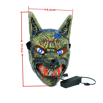 Wolf Animal Scary Halloween LED Face Mask สำหรับผู้ชายผู้หญิง Glowing In The Dark
