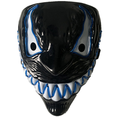 Venom Halloween Scary Light Up Mask พร้อม Neon EL Wire 3 โหมดแสงสว่าง