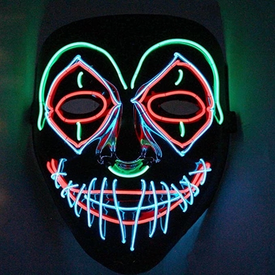 หน้ากากใบหน้า LED ฮาโลวีนหลากสีน่ากลัวในความมืด