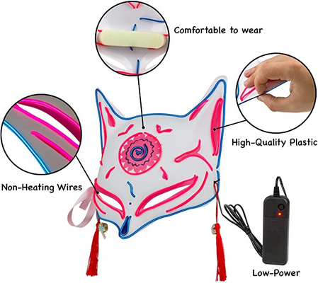 หน้ากากฮาโลวีน LED Light Up Fox สำหรับผู้ใหญ่ เด็ก อะนิเมะญี่ปุ่น