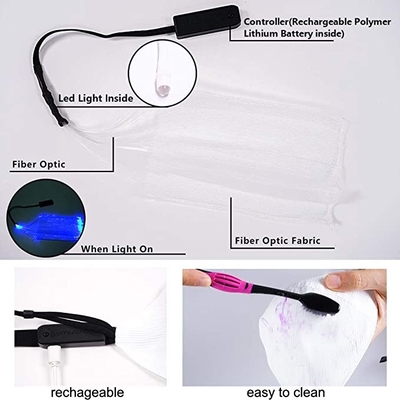 LED Light Up Face Mask ไฟ 7 สี USB ชาร์จใหม่ได้เรืองแสงในที่มืด