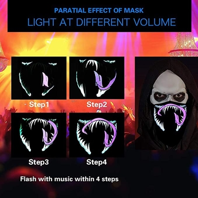 Rave Voice หน้ากากใบหน้า LED เสียง Reactive Venom Design