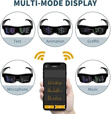 เปิดไฟแว่นตา LED ที่ตั้งโปรแกรมได้พร้อมการควบคุมแอพสมาร์ทโฟน Bluetooth