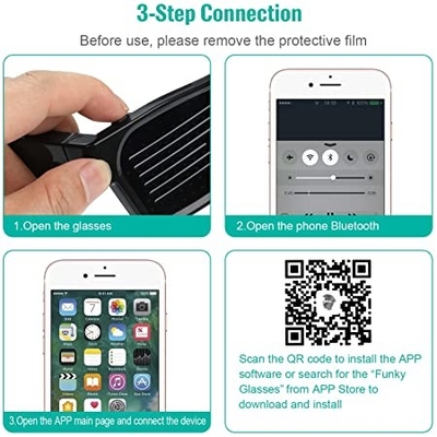 แอพ Bluetooth เชื่อมต่อแว่นตา LED ที่ตั้งโปรแกรมได้ Smart DIY Eyeglasses