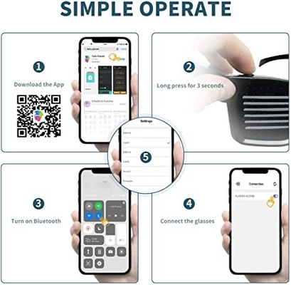 แอพ Bluetooth เชื่อมต่อแว่นตา LED ที่ตั้งโปรแกรมได้ Smart DIY Eyeglasses