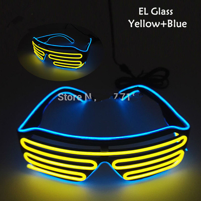 Light Up Shutter LED แว่นตา Neon El Wire Luminous กระพริบแบบพกพา