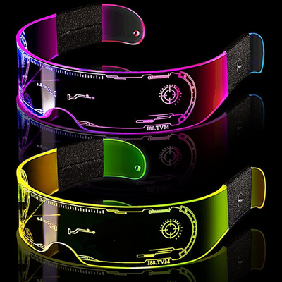 แว่นตา LED ส่องสว่างสไตล์อนาคต 7 สี 4 โหมดสำหรับผู้ใหญ่