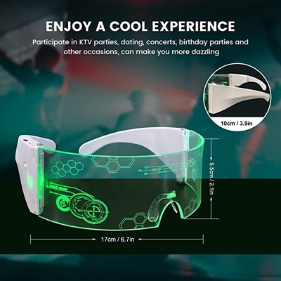 Luminous LED Visor แว่นตา USB ชาร์จใหม่ได้กรอบพับได้สำหรับปาร์ตี้ Rave