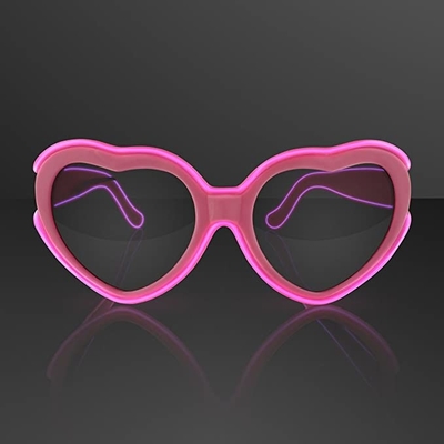 Heart Shape Luminous LED แว่นตา Neon EL ลวด Light Glowing Pink Girls Women