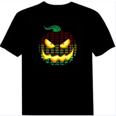 การควบคุมด้วยเสียง Light Up LED T เสื้อคอตตอนคอตตอน 100% สำหรับผู้ใหญ่