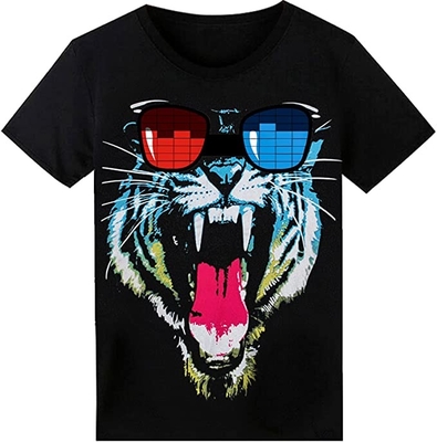 เซ็นเซอร์เสียงกระพริบ LED T เสื้อพร้อมการพิมพ์แฟชั่นสำหรับผู้ใหญ่