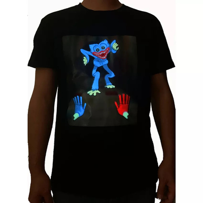 เสื้อยืดไฟ LED แบบยืดหยุ่น Soft Light Up Glowing Black