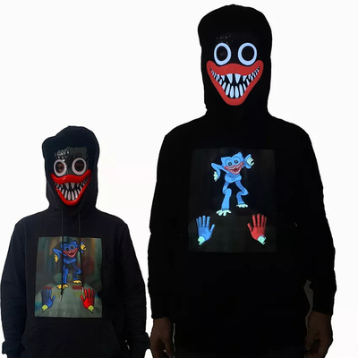 เสื้อยืดไฟ LED แบบยืดหยุ่น Soft Light Up Glowing Black