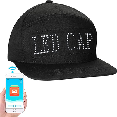 ข้อความแสดงหมวก LED Bluetooth ที่ตั้งโปรแกรมได้ Cool Caps ที่แก้ไขได้