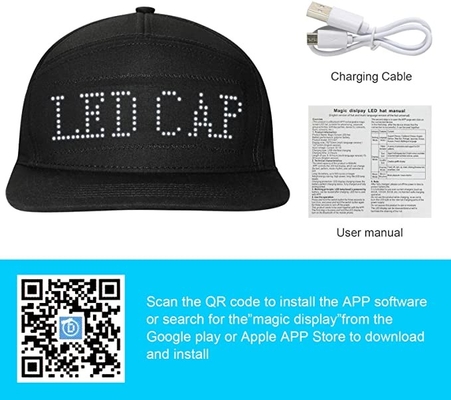 ข้อความแสดงหมวก LED Bluetooth ที่ตั้งโปรแกรมได้ Cool Caps ที่แก้ไขได้