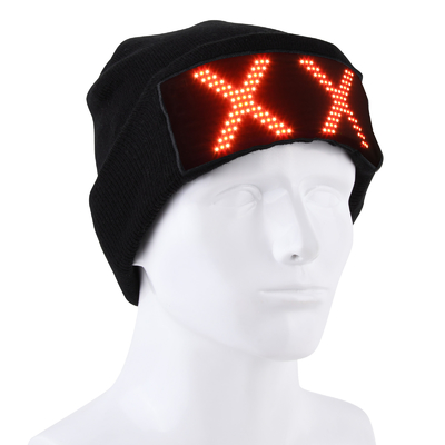 จอแสดงผล LED หมวกไฟหมวก Beanie Cap Bluetooth APP ตั้งโปรแกรมได้