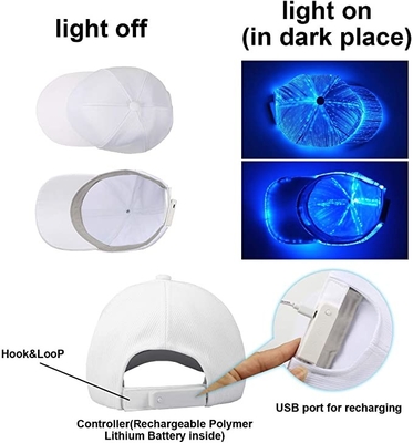 หมวกเบสบอล LED สีขาวเรืองแสงเรืองแสง มี 7 สี