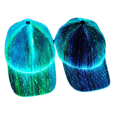 หมวกเบสบอล LED เรืองแสงไฟเบอร์ออปติก USB ชาร์จใหม่ได้ 7 ไฟเรืองแสง