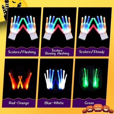 ปาร์ตี้คริสต์มาสเรืองแสง LED Light Up ถุงมือ 5 สี 6 โหมด