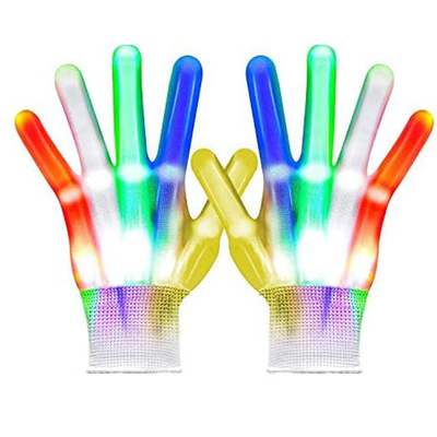 ถุงมือไฟ LED สีขาวสำหรับเด็ก ผู้ใหญ่ 5 สี 6 โหมดแสง