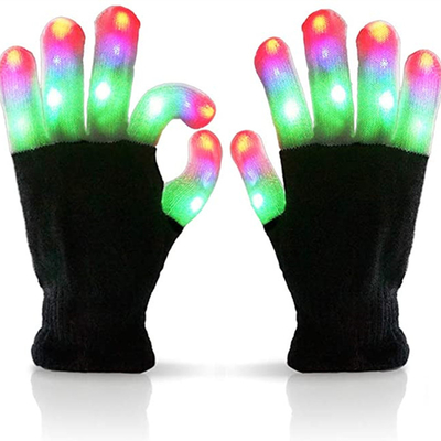 ถุงมือถักไฟเรืองแสง 3 สี 6 โหมดกระพริบสำหรับผู้ใหญ่