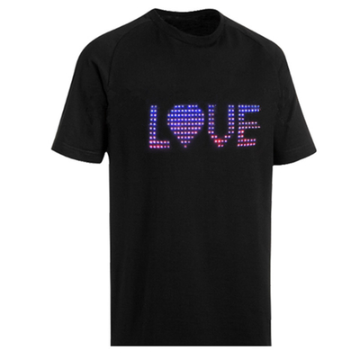 APP Control เสื้อยืดข้อความ LED พร้อม Progrmme Display ผ้าฝ้าย 100%