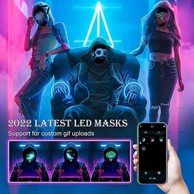 Shining App Halloween Led Mask Face พร้อมอัปโหลดและเล่นวิดีโอสำหรับปาร์ตี้โฆษณา