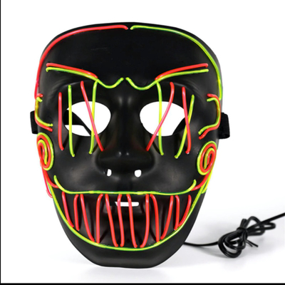 Cross Stitch Joker Halloween Led Face Mask สำหรับปาร์ตี้ Coplay Light Up In Dark