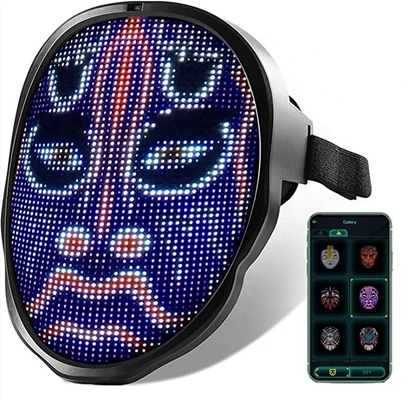 หน้ากากบลูทูธ LED ที่ตั้งโปรแกรมได้สำหรับปาร์ตี้คอสเพลย์มาสเคอเรด