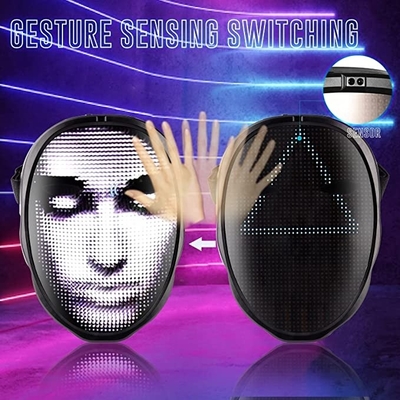 APP Control Party LED Mask USB ชาร์จรูปถ่ายรูปภาพ DIY สำหรับคอสเพลย์ฮาโลวีน