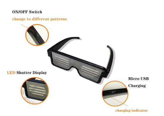 ชาร์จ USB เรืองแสง Magic LED แว่นตาคริสต์มาสไฟกระพริบ Neon Rave แว่นตา