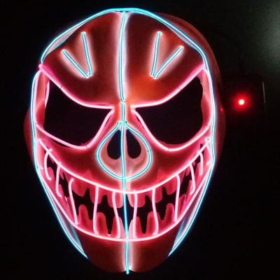 หน้ากากฟักทองฮาโลวีนยืดหยุ่น EL Wire Face Mask เรืองแสง LED Neon Holiday Lighting Mask
