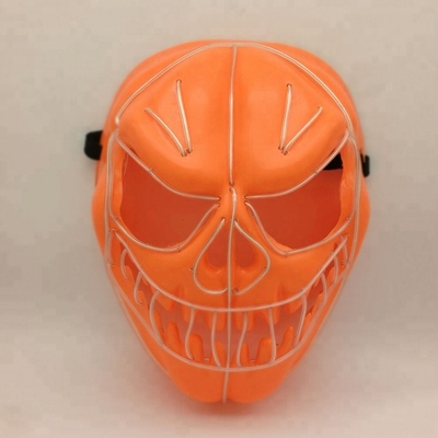 หน้ากากฟักทองฮาโลวีนยืดหยุ่น EL Wire Face Mask เรืองแสง LED Neon Holiday Lighting Mask