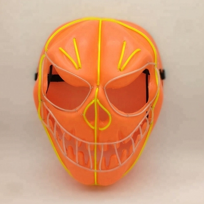 หน้ากากฟักทองฮาโลวีนยืดหยุ่น EL Wire Face Mask เรืองแสง LED Neon Holiday Lighting Mask