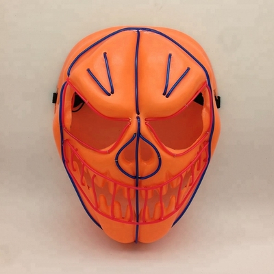 หน้ากากฟักทองฮาโลวีนยืดหยุ่น EL Wire Face Mask เรืองแสง LED Neon Holiday Lighting Mask