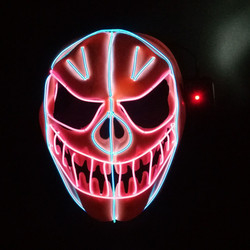 หน้ากากฟักทองฮาโลวีนยืดหยุ่น EL Wire Face Mask เรืองแสง LED Neon Holiday Lighting Mask