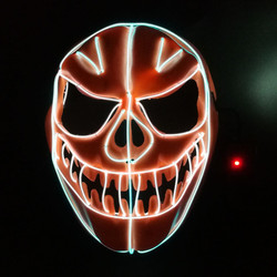 หน้ากากฟักทองฮาโลวีนยืดหยุ่น EL Wire Face Mask เรืองแสง LED Neon Holiday Lighting Mask