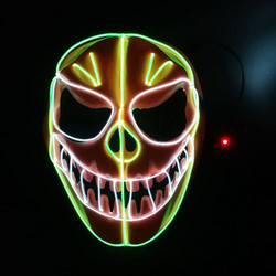หน้ากากฟักทองฮาโลวีนยืดหยุ่น EL Wire Face Mask เรืองแสง LED Neon Holiday Lighting Mask